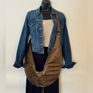 The SASH Bronze Faux Vegan Leather Shoulder Purse Travel Sling Crossbody Boho